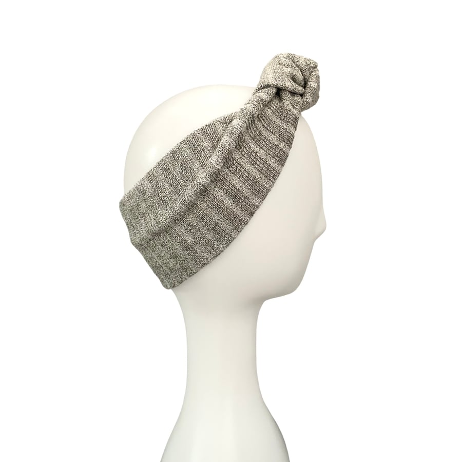 Grey Winter Knit Headband Women Warm Wool Knot Ear Warmer Headband Gifts for Her