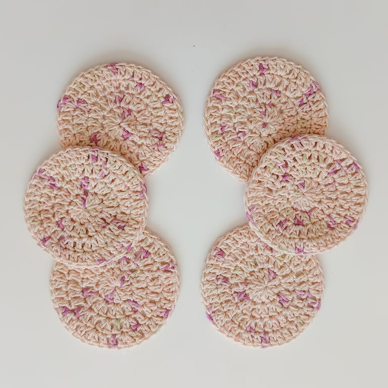 CROCHET Cream Ombre Coasters, Set of Six, with Table Centre