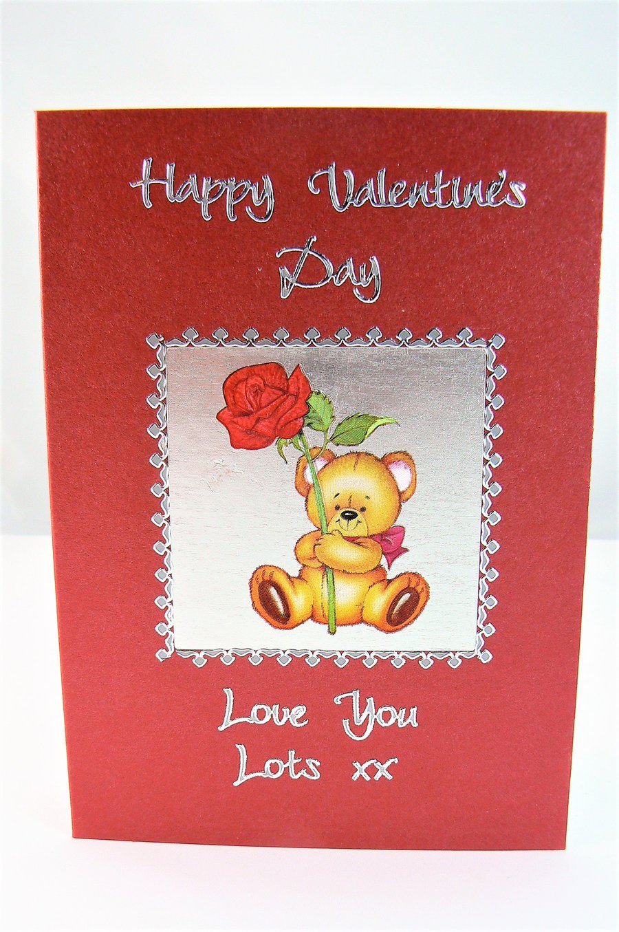 Happy Valentine's  day  card (teddy & rose) Love you lots xx