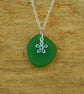 Little flower green beach glass pendant - Image 2