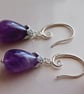 Handmade tear drop amethyst earrings, gift for women, dangle earrings