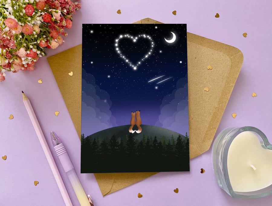 Anniversary Card, Fox Love Greeting Card, Valentine's Day Card, Wedding Day Card