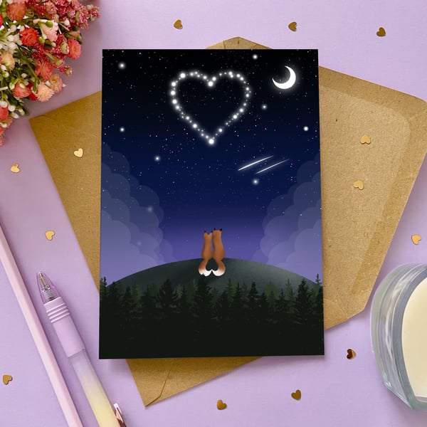 Fox Love Greeting Card, Valentine's Day Card.