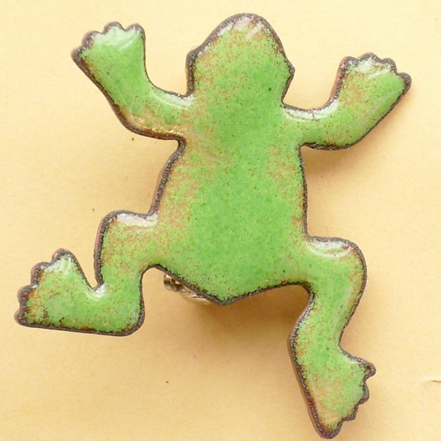enamel brooch - green frog 2