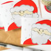 Handmade cute Father Christmas card pack,Santa Claus mutipack of Christmas cards