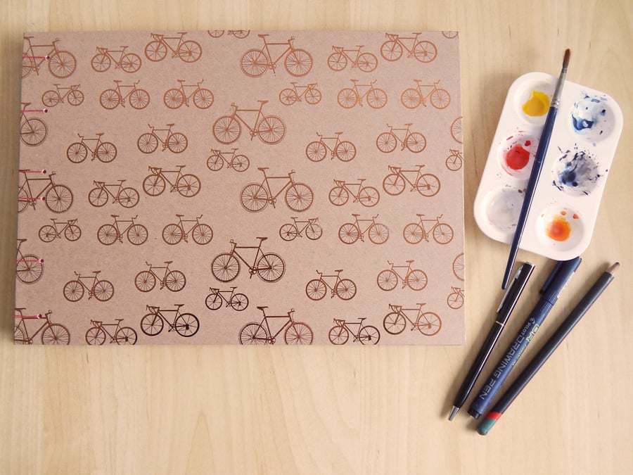 Bicycles Sketchbook, A4 Large, Landscape. Gifts for Artists. Cycling Gifts