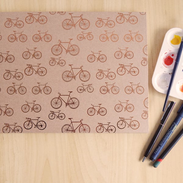 Bicycles Sketchbook, A4 Large, Landscape. Gifts for Artists. Cycling Gifts