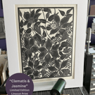 Lino Print - Clematis & Jasmine - Flower Print - Limited Edition Linocut