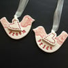 Cute little Bride and Groom ceramic birds