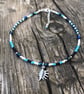 Blue Beaded & Conch Shell Anklet. Sterling Silver.  - Image 9