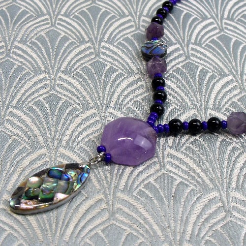 Amethyst necklace, Purple Amethyst Gemstone Necklace, Purple Necklace spsA31