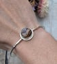 Sterling Silver Hammered Cuff Bangle with Agate - JBJ10002 - Image 3