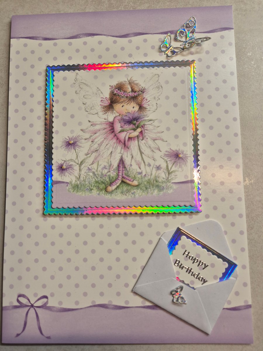 Childs cute fairy birthday card 