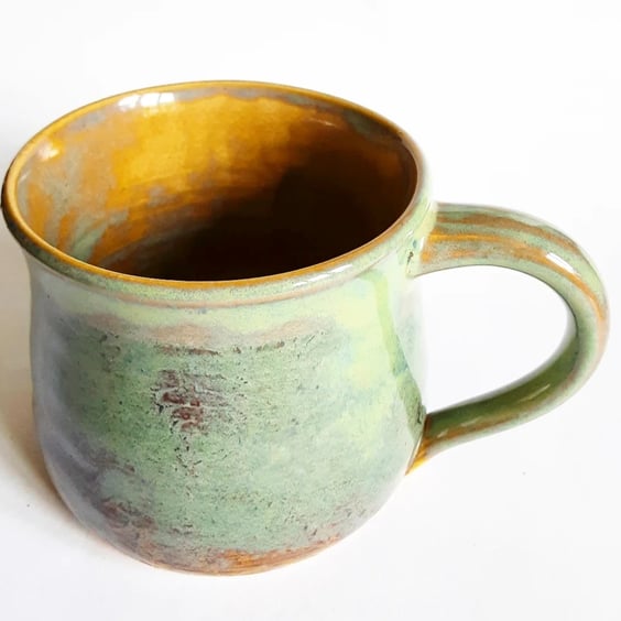 Green  Mug - Hand Thrown Stoneware Ceramic Mug