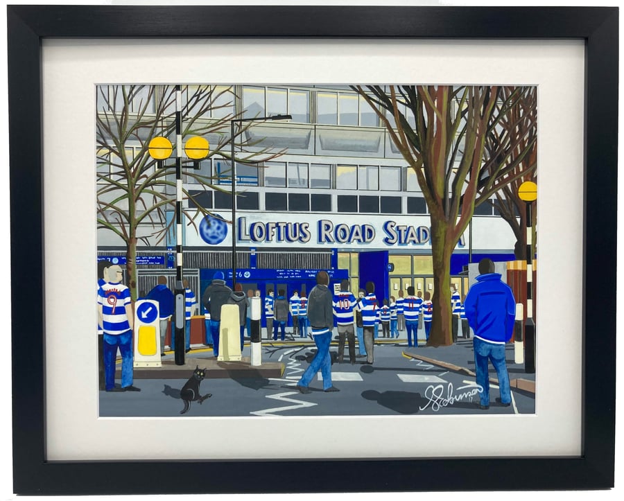 Queens Park Rangers F.C, Loftus Road, High Quality Framed Football Art Print.