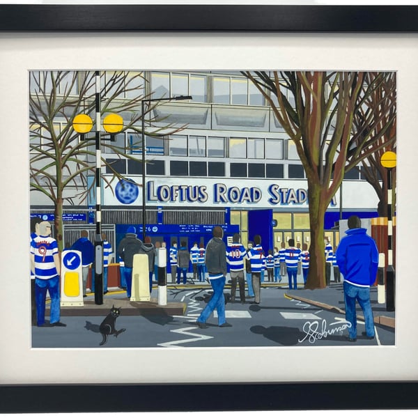 Queens Park Rangers F.C, Loftus Road, High Quality Framed Football Art Print.