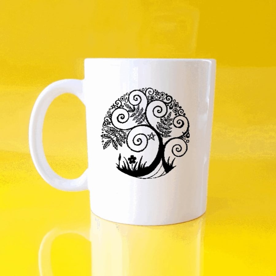 Personalised Rowan Tree Mug, ceramic mugs, coffee mugs, gifts for women