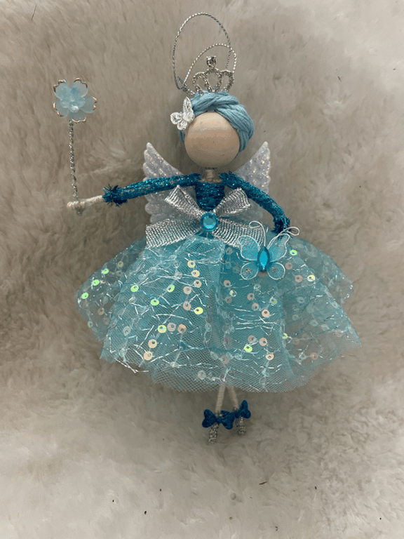 Elsa hanging Xmas tree fairy, xmas tree topper, flower fairy, keepsake gift