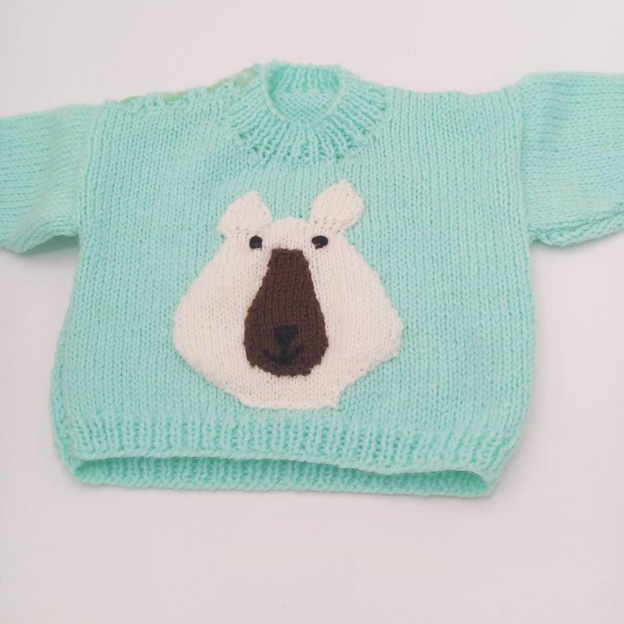 Round Neck Jumper with Polar Bear Motif for Babies and Small Children, Jumper
