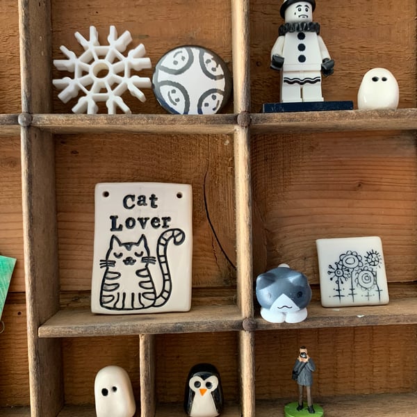 Cat Lover Ceramic Hanging Tile