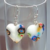 Millefiori heart earrings