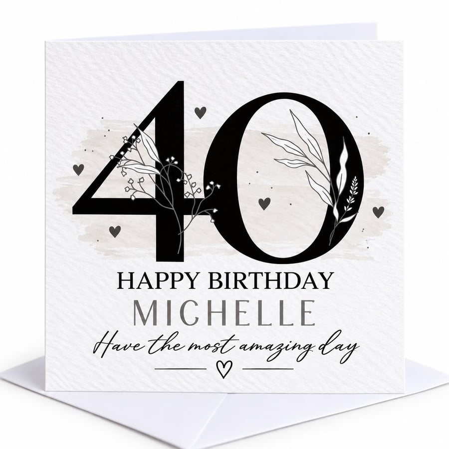 Personalised 40th Birthday Card For Her Daughter Sister Friend Niece