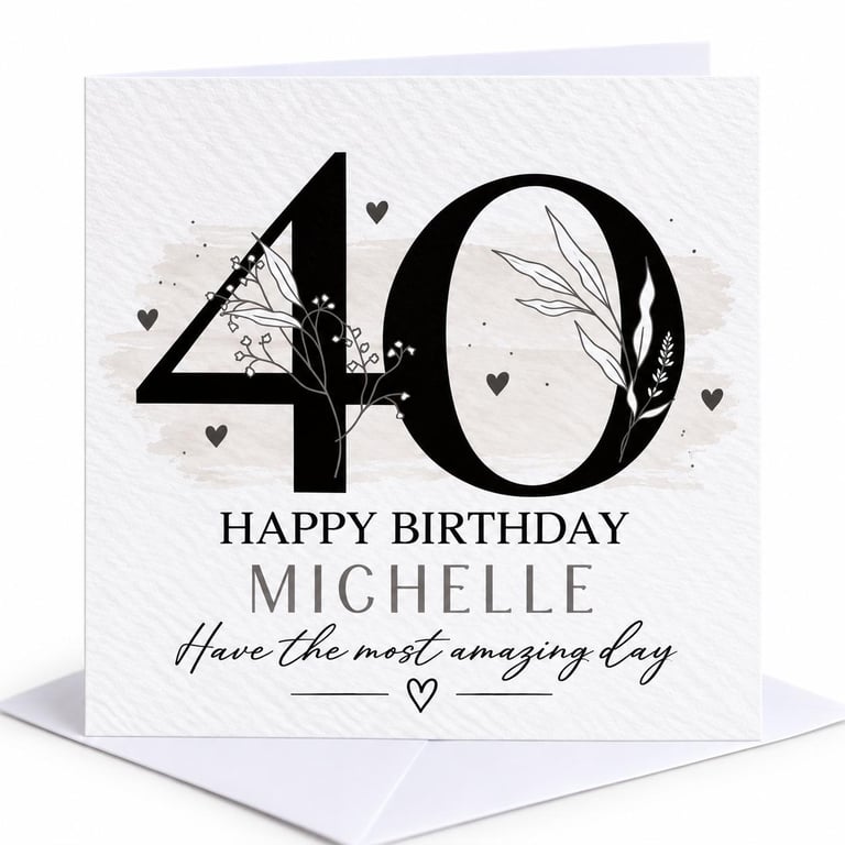 Personalised 40th Birthday Card For Her Daughter Sister Friend Niece