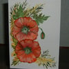 Hand Painted poppies greetings card (Ref 692)