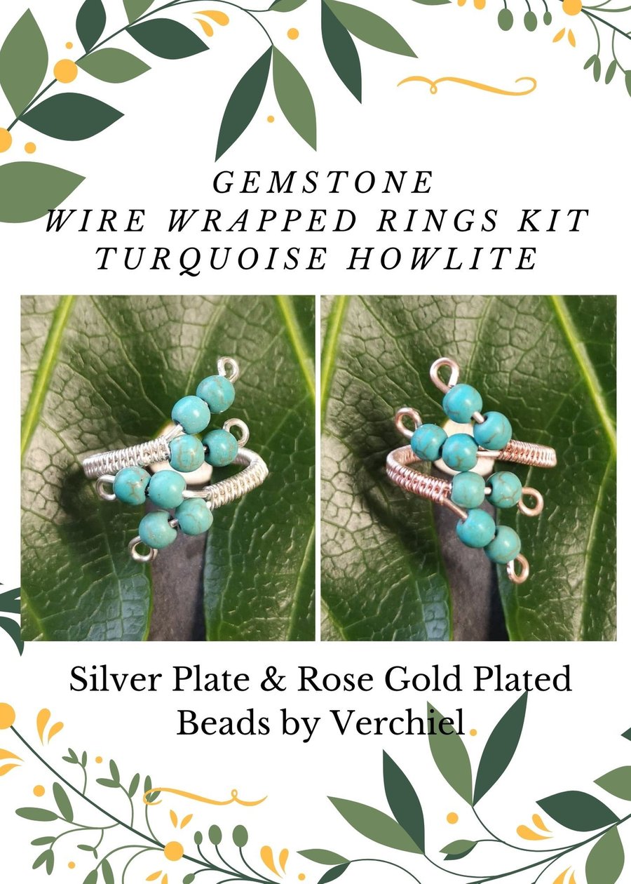 JEWELLERY MAKING KIT - WIRE WRAPPED TURQUOISE HOWLITE RING 