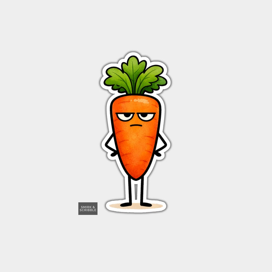 Funny Snarky Vinyl Sticker For Adults - Grumpy Carrot
