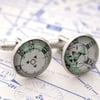 Set of cufflinks with pilot charts in silver colour