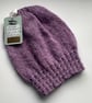 SLOUCH BEANIE hat .'Violette' . Luxurious Alpaca , Merino  blend .Purple .  - Image 2