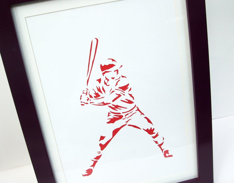Paper cut Art - Baseball Picture, Baseball Player, Sport Art, Artwork
