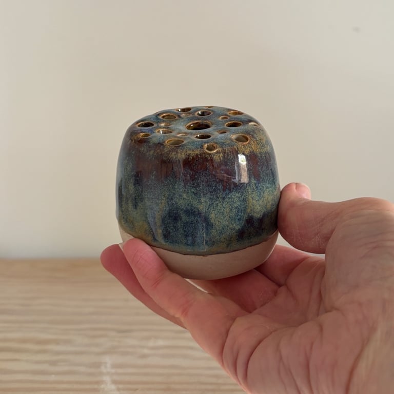 Handmade flower frog, Ikebana vase for fresh or dried flowers