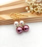 Pearl Earrings - Pink Pearl Earrings with Diamanté Crystal Rondelles - Image 1