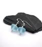 lampwork glass blue frosted cone earrings