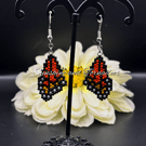 Handmade Bead Work Monarch Butterfly Wing Earrings – Nature-Inspired Jewellery.
