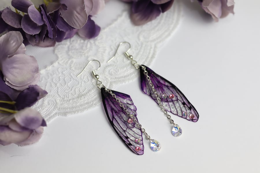 Fairy Wing Earrings Soft Pink Fairycore Cottagecore Boho Fairy Gift Fairy Kei