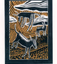 Watching The Wild Donkeys two-colour linocut print - Image 1