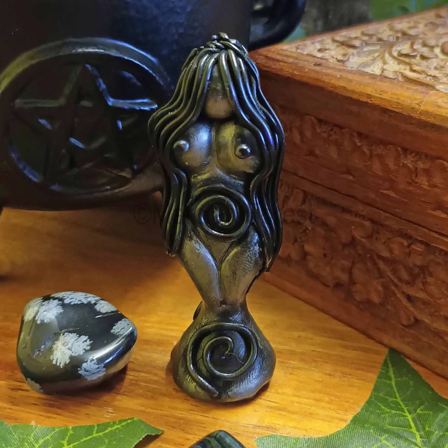 Dark Goddess Altar Figurine Handmade Pagan Decoration Wiccan Witch Goth Gothic