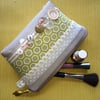 Make Up Bag, Cosmetics Bag, Toiletry Bag with Vintage Buttons, Ribbon and Lace