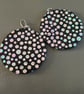 Handmade Black Glitter Disc Earrings - Iridescent Polka Dot Statement Drops 