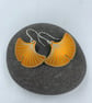 Orange aluminium ginkgo earrings - Image 3