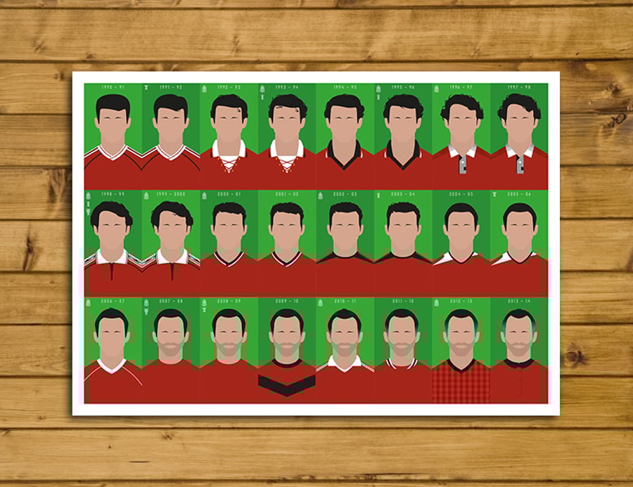 Football Art - Ryan Giggs - 24 Seasons - Manchester United - Various Sizes