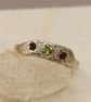Sterling Silver Peridot Garnet Ring - Size J - Image 3