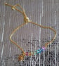 Rainbow Crystal & Sun Charm Adjustable Gold Chain Slider Bracelet - Image 6
