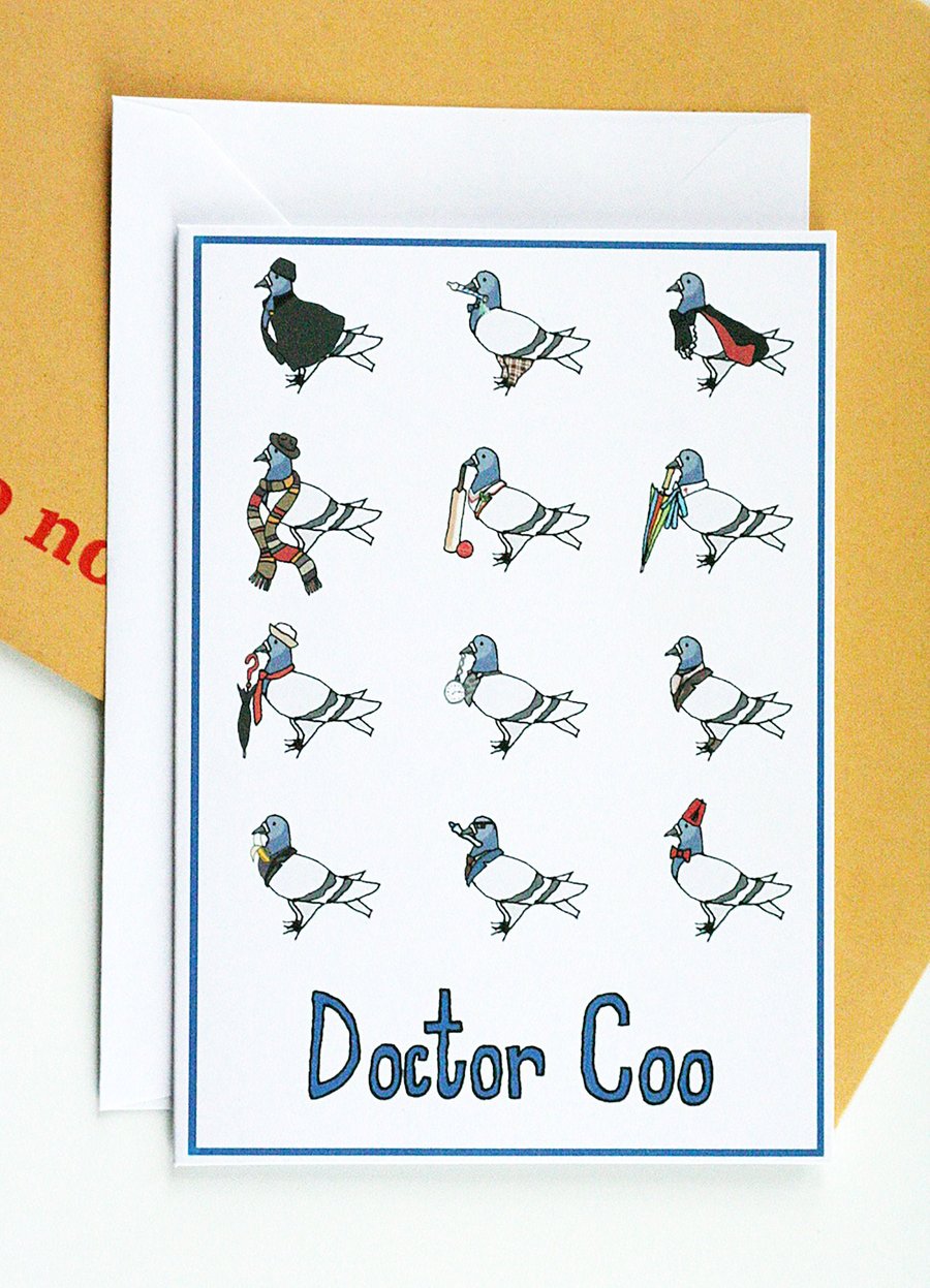 Dr Coo Pigeon cosplay Illustration A6 Card