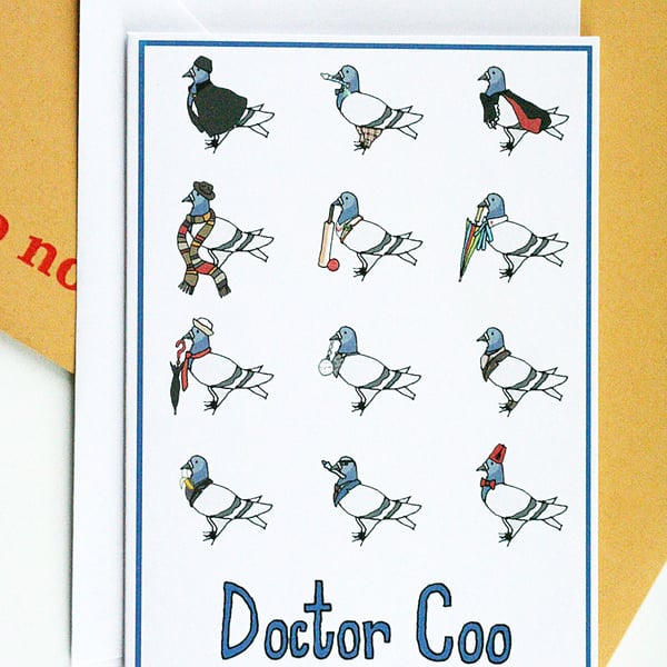 Dr Coo Pigeon cosplay Illustration A6 Card