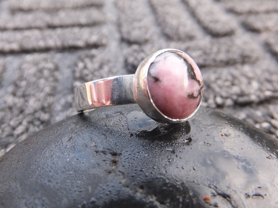 Sterling silver rhodonite ring 