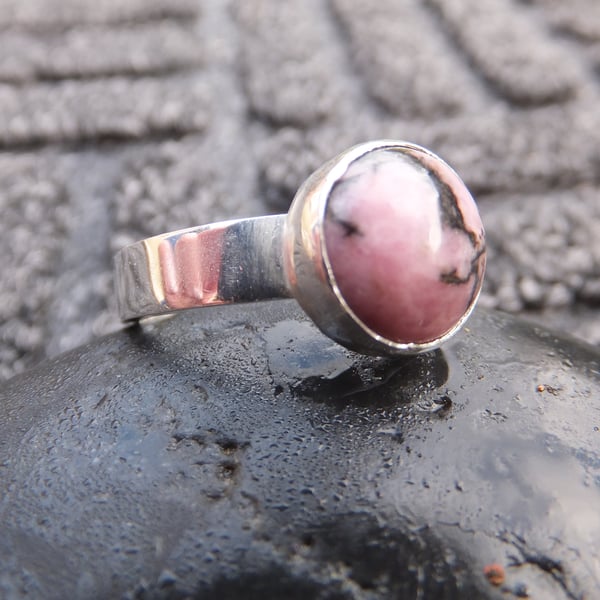 Sterling silver rhodonite ring 